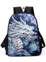 Men's 3-Piece Dragon Backpack Set with Flame Print - - Image 17