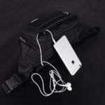 Men's Black Nylon Travel Fanny Pack, Multi - Pocket Waist - Image 6