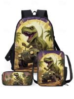 Kids' 3-Piece Dinosaur Backpack Set with Lunch Bag and - Image 16