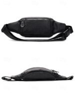 Men's Genuine Leather Fanny Pack - Large Capacity, Black - Image 8