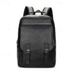 Men's Vintage Faux Leather Backpack – Large Capacity - Image 9