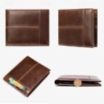 Men's Vintage Brown Genuine Leather RFID Blocking Bifold - Image 4