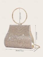 5PCS Elegant Crystal Evening Clutch with Gold Ring Handle – - Image 7