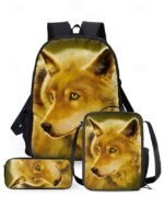 Men's 3-Piece Wolf Design Backpack Set - Durable, Trendy - Image 20