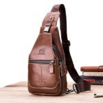Men's Crossbody Bag Chest Bag Nappa Leather Outdoor Daily