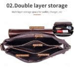 Men's Crossbody Bag Cowhide Daily Zipper Solid Color Black - Image 5