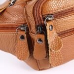 Men's Black Leather Waist Bag with Multiple Zippered - Image 8