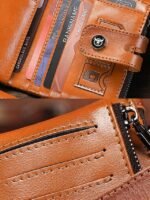 Men's Genuine Leather RFID Blocking Wallet with Chain, - Image 7