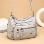 Women's Faux Leather Quilted Crossbody Bag with Multiple - Image 9