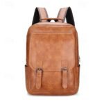 Men's Vintage Faux Leather Backpack – Large Capacity - Image 4
