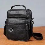 Men's Black Leather Crossbody Messenger Bag – - Image 14