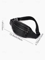 Men's Genuine Leather Fanny Pack - Large Capacity, Black - Image 12