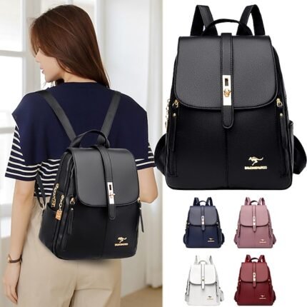 Elegant PU Leather Backpack for School and Travel - Stylish and