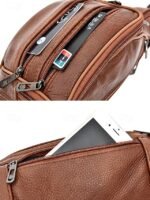 Men's Genuine Leather Waist Bag – Multi-Pocket Crossbody - Image 8