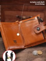 Men's Genuine Leather RFID Blocking Wallet with Chain, - Image 3
