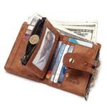 Men's Vintage Leather Wallet – Bifold Zipper Wallet with - Image 4