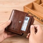Men's Vintage Faux Leather Wallet - Bifold with Zipper, - Image 2