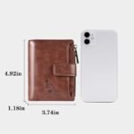Men's Vintage Faux Leather Wallet - Bifold with Zipper, - Image 7