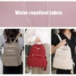 Women's Beige Quilted Backpack with Gold Studs – Stylish - Image 3