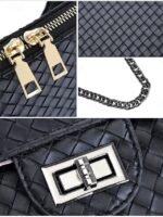 Women's 3-Piece Brown Woven Faux Leather Handbag Set – - Image 8