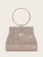 5PCS Elegant Crystal Evening Clutch with Gold Ring Handle –
