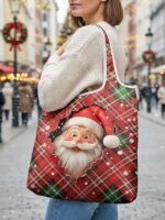 Women's Christmas Foldable Shopping Bag - Multiple Santa - Image 4