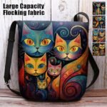 Artistic Cat Print Crossbody Bag – Vibrant Abstract Design