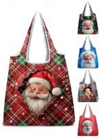 Women's Christmas Foldable Shopping Bag - Multiple Santa