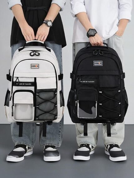 Unisex Waterproof School Backpack with Multi-Pocket Design and