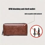 Men's Faux Leather Zipper Wallet with Multiple Card Slots - Image 7