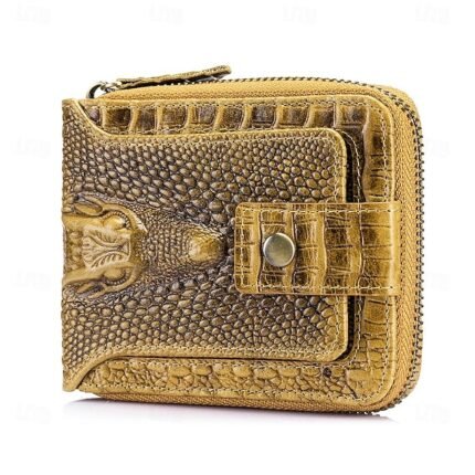 Men's leather crocodile patterned top layer cowhide