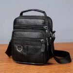 Men's Black Leather Crossbody Messenger Bag – - Image 13