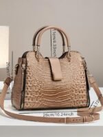 Women's Croc-Embossed Top-Handle Satchel – Structured - Image 7