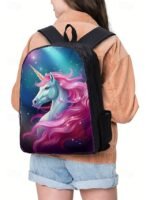 Girls 3-Piece Unicorn Backpack Set - Galaxy Print School Bag - Image 2