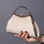 Women's Navy Blue Evening Clutch – Elegant Pleated Velvet - Image 6