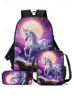 Girls 3-Piece Unicorn Backpack Set - Galaxy Print School Bag - Image 14
