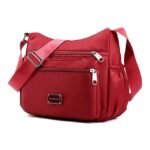 Women's Lightweight Nylon Crossbody Bag - Multi-Pocket - Image 13