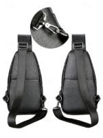 Men's Faux Leather Sling Chest Bag with USB Charging Port, - Image 9