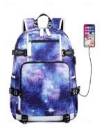 Kids' Galaxy Print Waterproof School Backpack with USB - Image 14