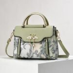 Women's Elegant Swan Pendant Handbag - Black and White - Image 11