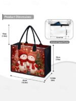 Women's Christmas Snowman Print Tote Bag, Large Capacity - Image 5