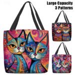 Women's Colorful Cat Art Tote Bag - Vibrant and Stylish - Image 2