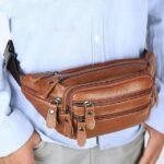 Men's Black Leather Waist Bag with Multiple Zippered - Image 12