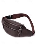 Men's Genuine Leather Fanny Pack - Large Capacity, Black - Image 3