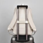 Unisex White Waterproof Laptop Backpack with Padded Compartment, - Image 5