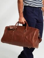 3Pcs Men's Versatile Leather Weekender Bag with Integrated Shoe